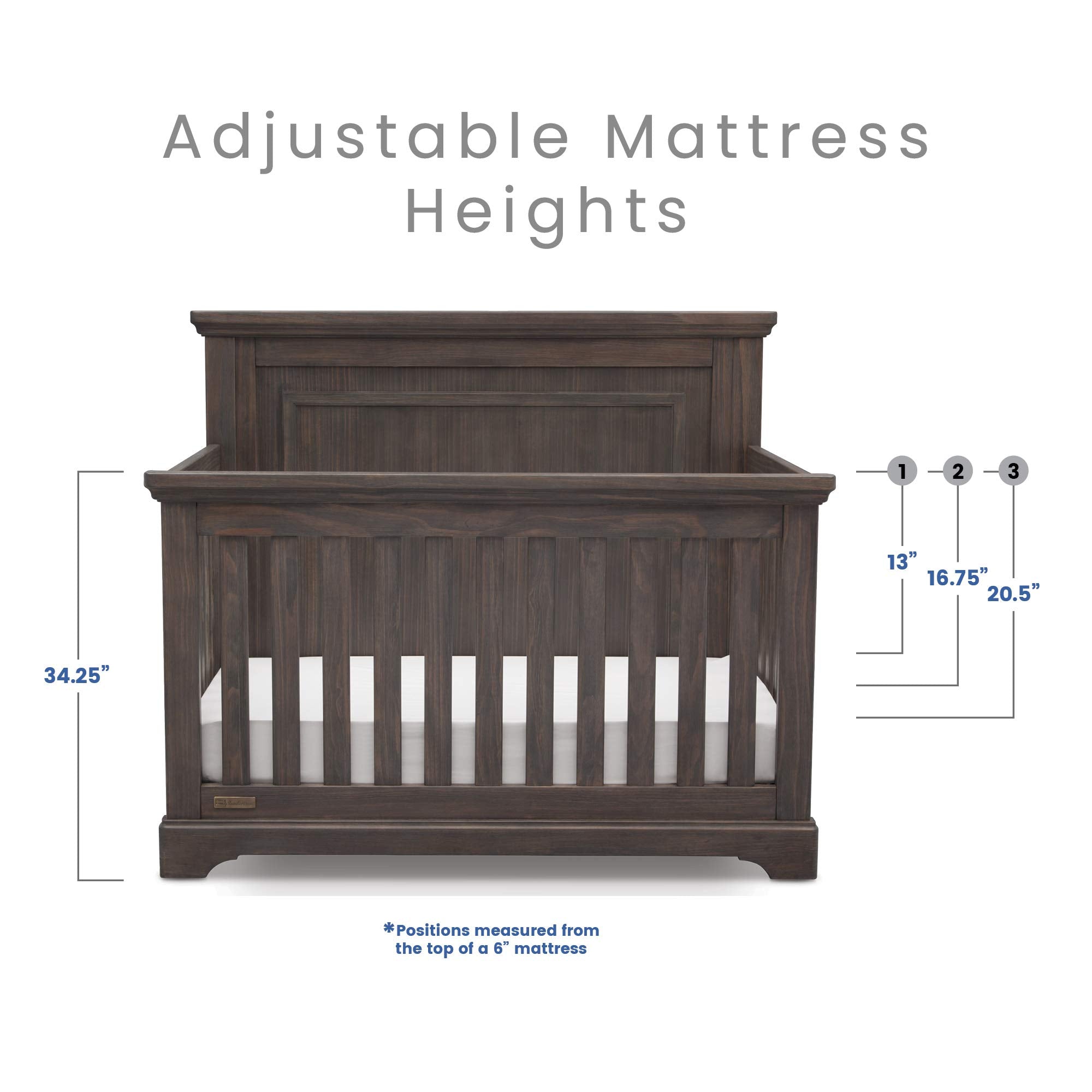 Simmons Kids SlumberTime Paloma 4-in-1 Convertible Crib, Rustic Grey