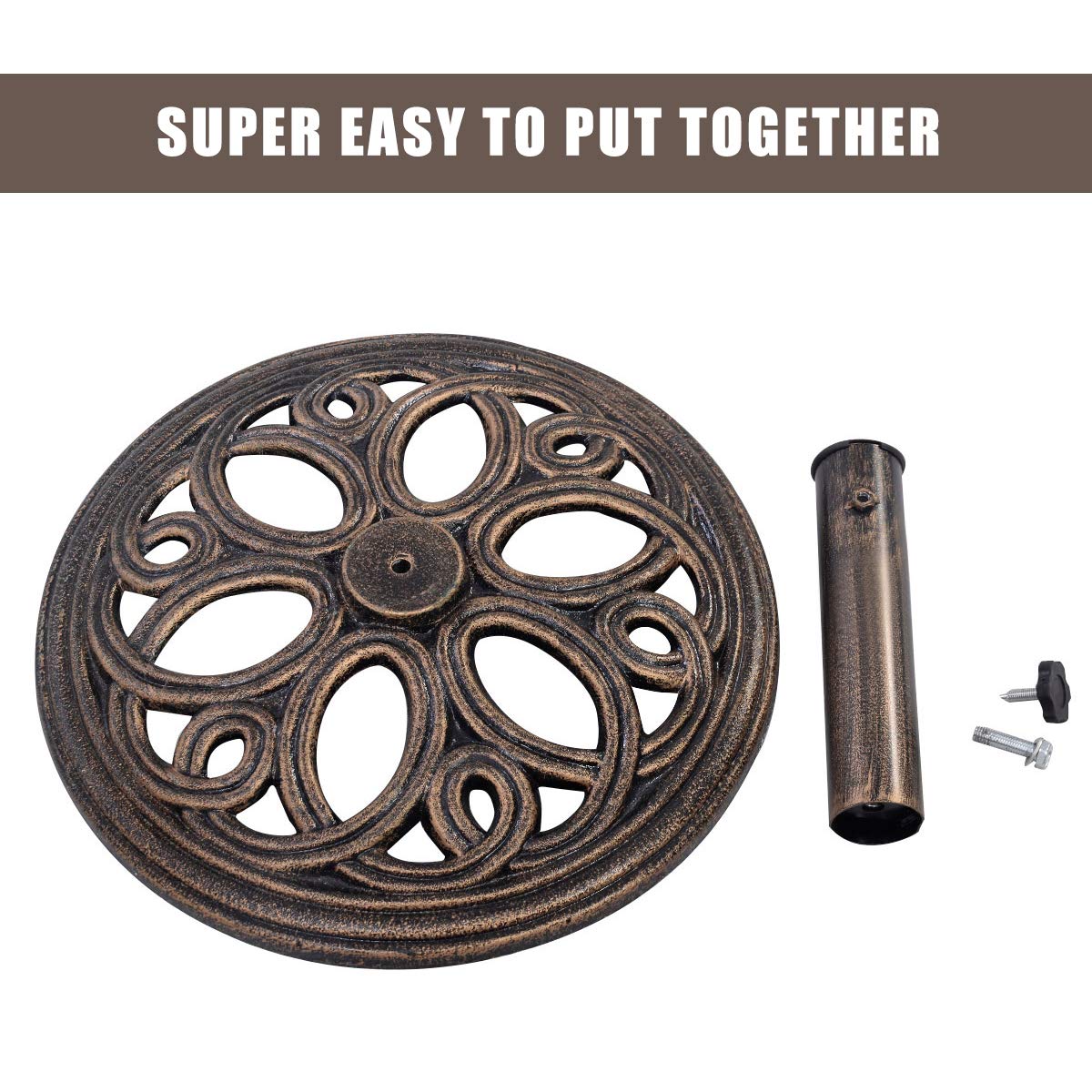 18" Round Umbrella Base Stand 23Lbs Cast Iron Market Patio