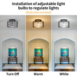 Black Flush Mount Ceiling Light - 3-Light Drum Semi Flush Mount