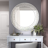 Round Decorative Wall Mirror - 31.5 x 31.5 in Floating Crystal Accent Large Mirror