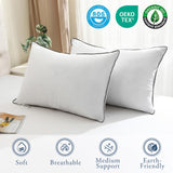 Medium Firm Goose Down Pillows Queen Size Set of 2, Luxury Feather Pillows