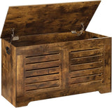 Storage Chest, Flip-Top Wooden Toy Box with 2 Safety Hinges, Retro Entryway Shoe Bench