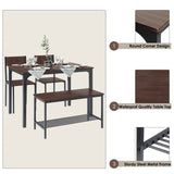 4-Piece Kitchen Table and 2 Chairs for 4 with Bench, Dining Table Set for Small Space