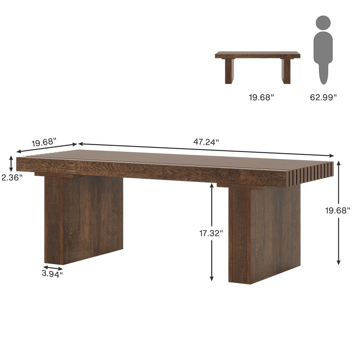 Rectangle Coffee Table: 47.24-Inch Wood Modern Coffee Table Cocktail Table