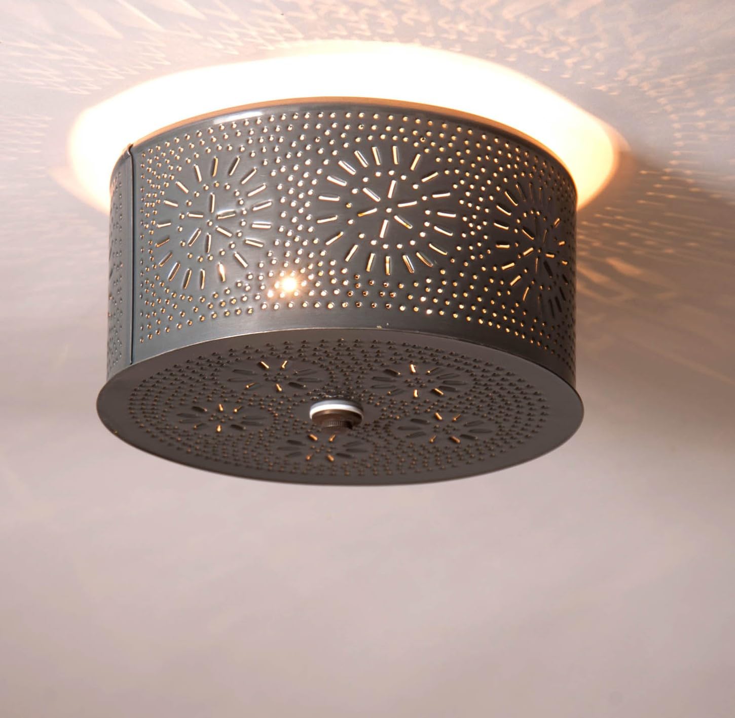 Round Pierced Ceiling Light with Chisel Design