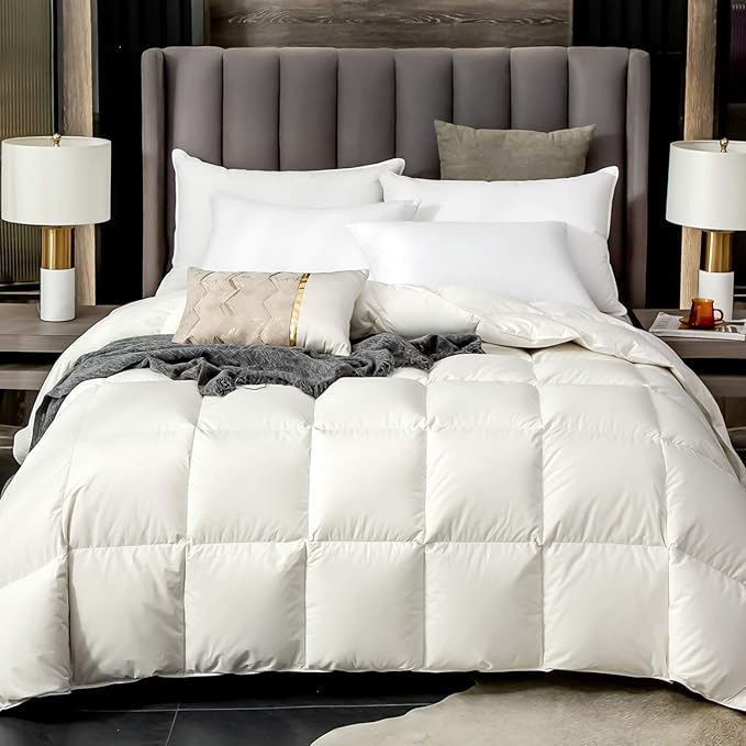 Luxurious Goose Down Comforter 丨White All Season Queen Size Duvet Insert