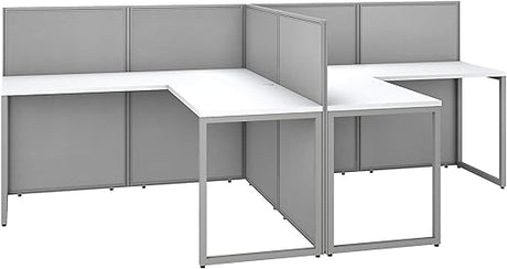 Double Cubicle Desk with Privacy Panels | Easy Office Collection Two Person L Shaped