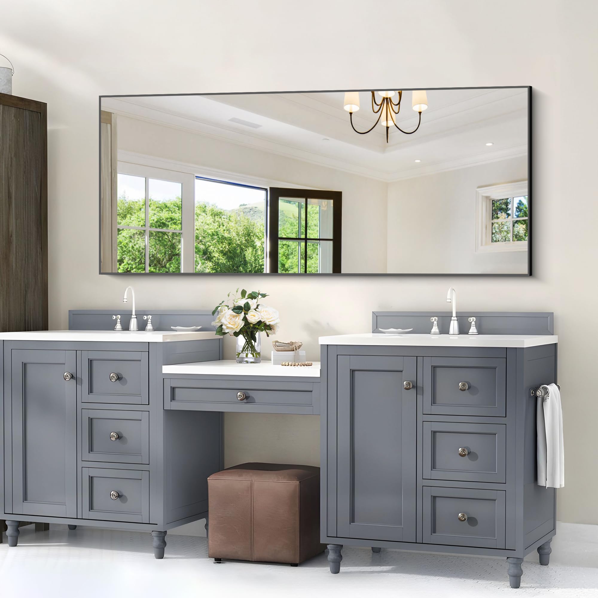 Black Bathroom Mirror for Wall,  Rectangle Mirrors