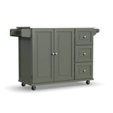 Mobile Kitchen Island Cart with Stainless Steel Top, Sage Green