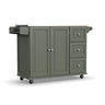 Mobile Kitchen Island Cart with Stainless Steel Top, Sage Green