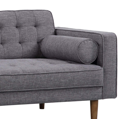 Element Loveseat in Dark Grey Linen and Walnut Wood Finish, 67 x 30 x 34