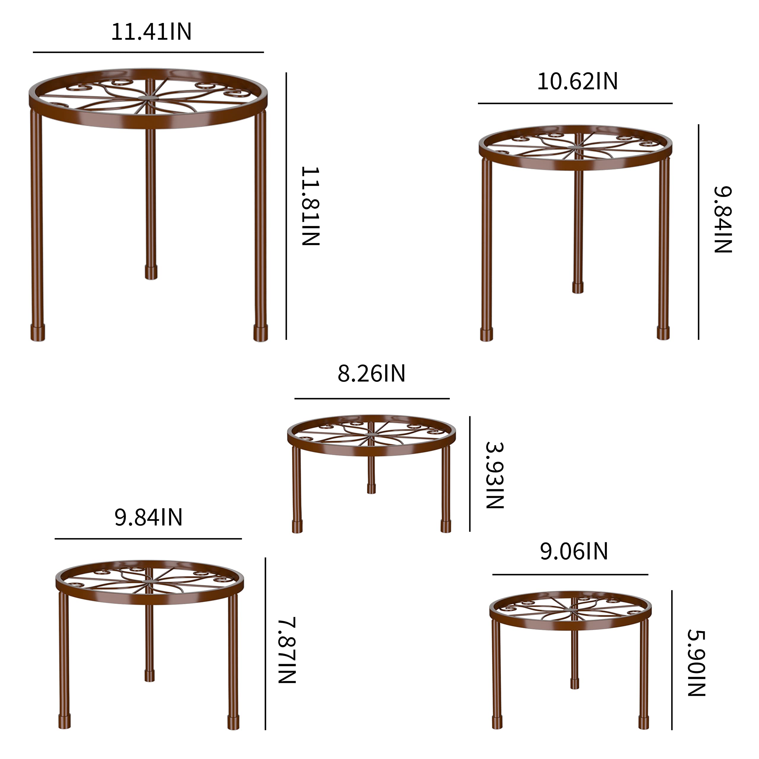 Linpla 5-Pack Decent Metal Plant Stands, Heavy Duty Flower Pot Stands for Multiple Plant, Anti-Rust Iron Plant Pot Shelf, Decoration Racks for Home Indoor and Outdoor (5 Pack Bronze)