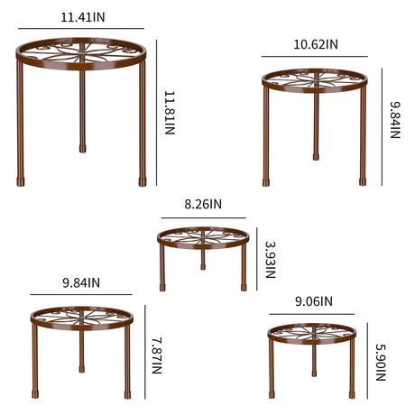 Linpla 5-Pack Decent Metal Plant Stands, Heavy Duty Flower Pot Stands for Multiple Plant, Anti-Rust Iron Plant Pot Shelf, Decoration Racks for Home Indoor and Outdoor (5 Pack Bronze)