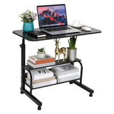 Computer Desk Home Office Desks, Standing Adjustable Laptop Desk for Small Spaces, Portable Work Writing Study Table, Modern Pc Gaming Desk with Storage Bedroom, Desktop Size 31.5x15.7 inch Black