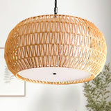 Fabric Basket Rattan Chandeliers For Dining Room,Woven Kitchen Lighting Fixtures