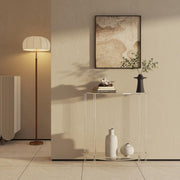 2-Tier Acrylic Console Table - Half Moon Entryway Table with Storage Shelf