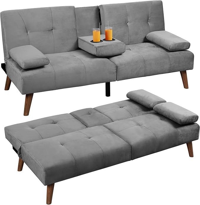 Futon Sofa Bed, Convertible Couch Bed Loveseat, Modern Futon Recliner Sleeper