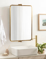 Elijah Modern Rectangular Pivot Wall Mirror, 38 x 24, Black, Decorative Adjustable Mirror