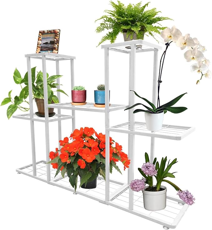4 Tier 11 Potted Metal Large Plant Stand for Indoor Outdoor Flower Pot Display Planter Shelf