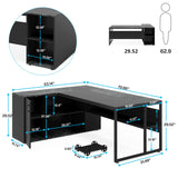 71 inch Executive Desk, L Shaped Desk with Cabinet Storage, Executive Office Desk