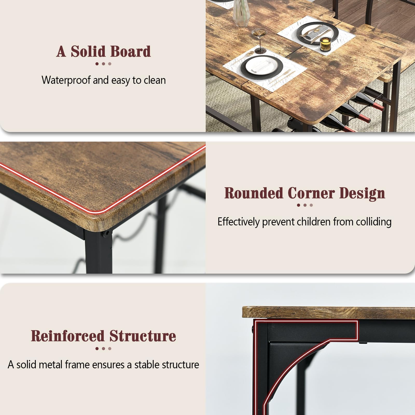 4-Piece Dining Set with Wine Rack Storage