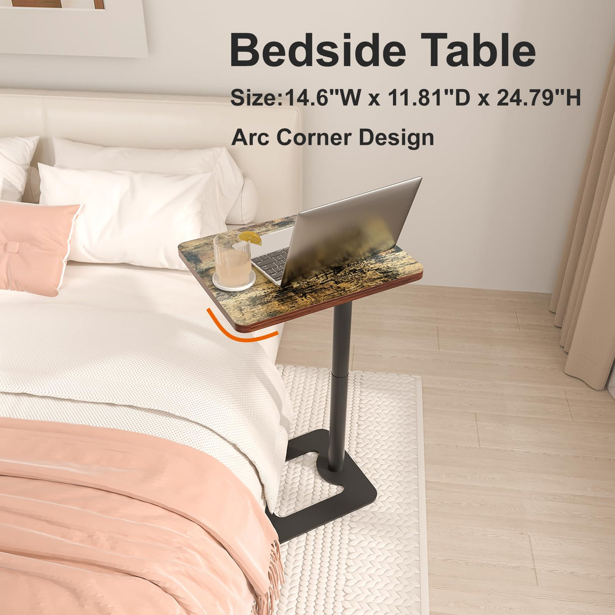 Side Table, C Shaped End Tables, Snack Table for Couch, Sofa & Bed, Small Sofa Table