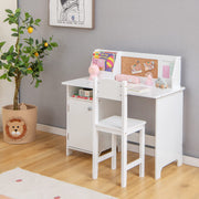 Wooden Children Study Table with Storage, Hutch, Cork Bulletin Board, Whiteboard &
