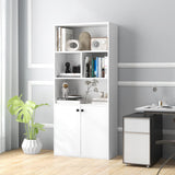 5 Tier Bookcase with 2-Door Cabinet, Tall Freestanding Bookshelf with 4 Open Shelves