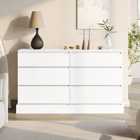 6 Drawers Dresser for Bedroom, White Modern Chest of Drawers