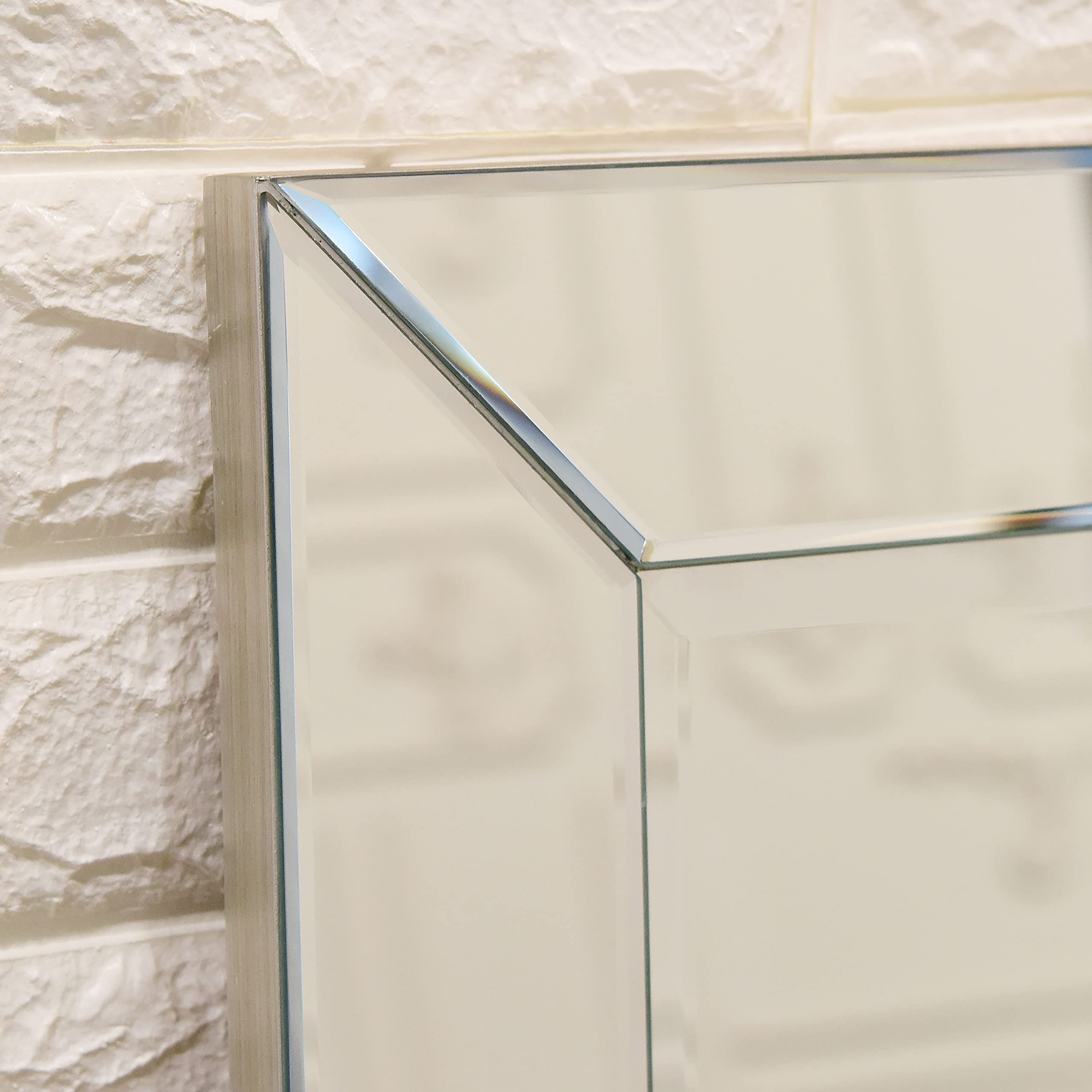 Empire Art Direct Moderno Cheval, Solid Wood Frame with 1"-Beveled Center Full Length Modern Mirror for Bathroom,Bedroom,Living Room,Ready to Stand on The Floor, 18" x 64", Clear