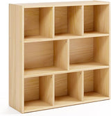 2-Tier Montessori Solid Wood Shelves Toy Organizers and Storage,5-Compartment Storage Cabinet