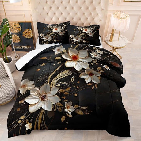 Pink Floral Butterfly Comforter Bedding Set King Size Japanese Cherry Blossom Bed Sets