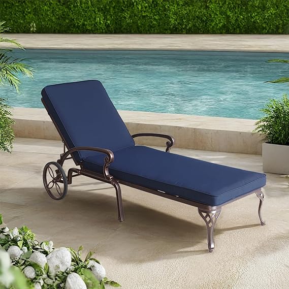 Chaise Lounge Chair Outdoor - Patio Lounge Aluminum Recliner Chair with Cushion