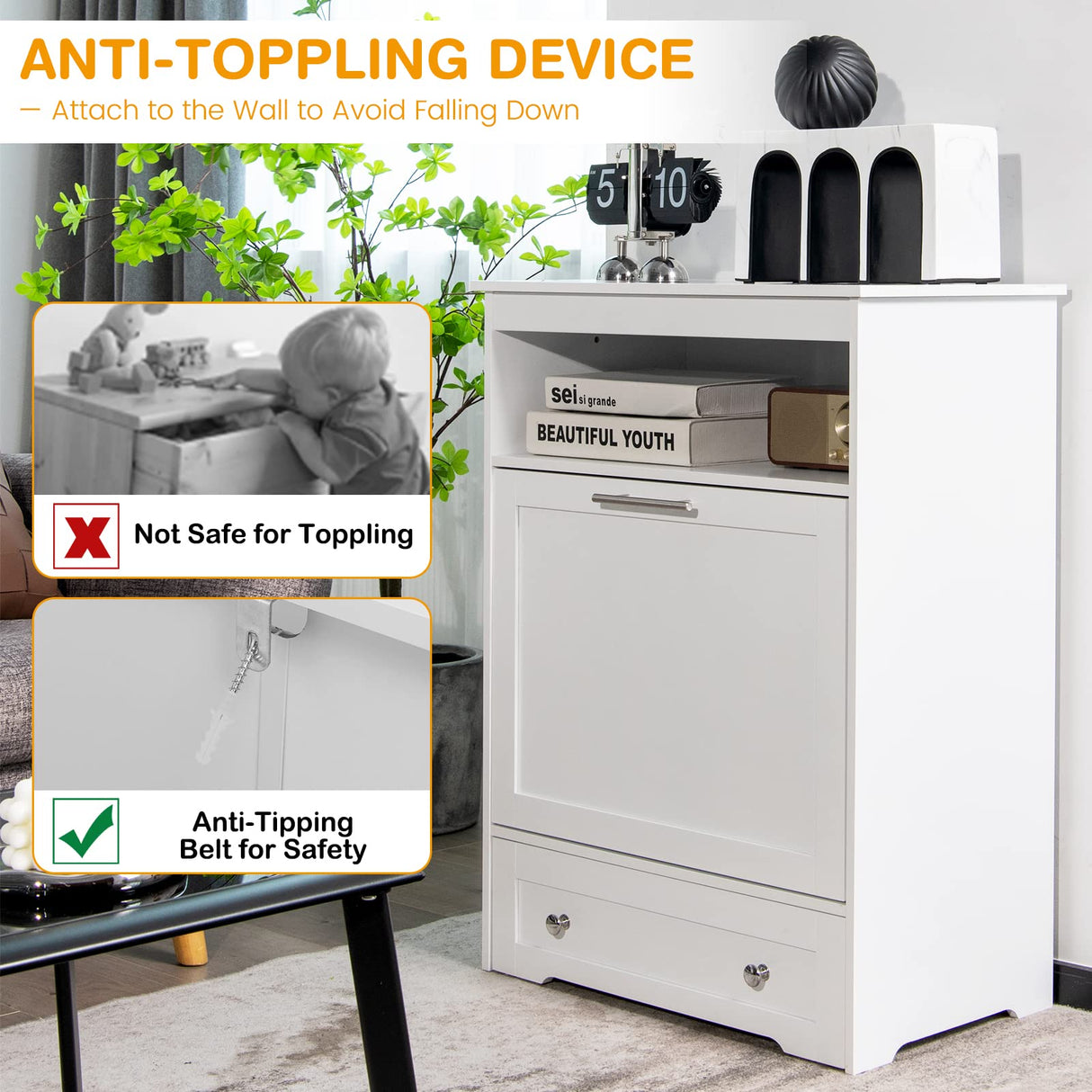 Pet Feeder Station with Storage & Double Bowls