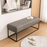 Leather Entryway Bench for Bedroom End of Bed, Modern Ottoman Bench with Faux