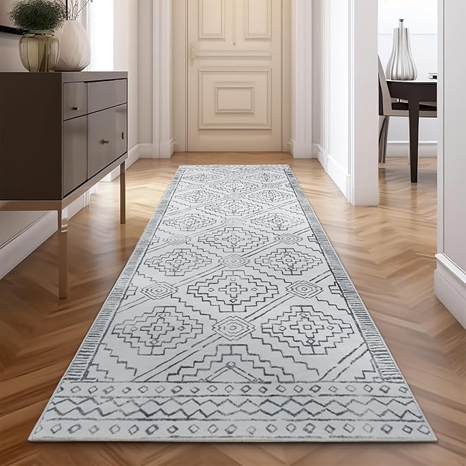 Runner Rug 3x10 Moroccan Hallway Rug with Line Bohemian Kitchen Washable Runner