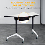 Conference Table, Mobile Training Table with Silent Wheels