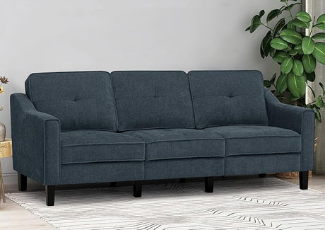 84 Inches Fabric 3-Seats Sofa with Tufted Backrest Cushion, Chenille Modern Couch