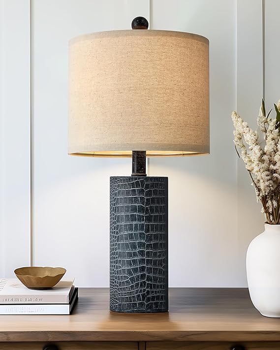 20.5" Farmhouse Lamp Single Resin Table Lamps for Living Room Bedroom Entryway
