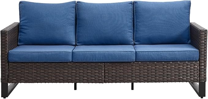 Outdoor Couch Patio Furniture: Wicker Patio Sofa with Deep Seat High Back