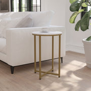 Hampstead Collection End Table - Modern White Marble Finish End Table