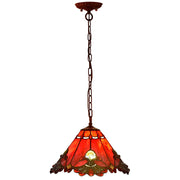 Baroque Tiffany Stained Glass Pendant Light - 13 Inch Red Shade