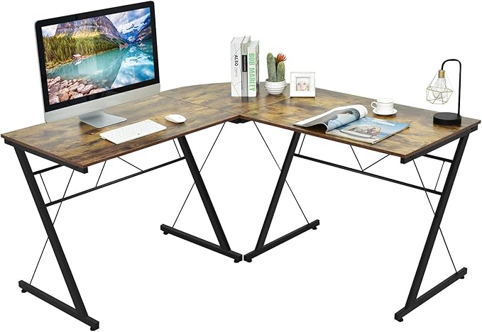 L-Shaped Desk Corner Computer Desk, Space-Saving & Multifunctional Home Office Desk Writing Workstation Study