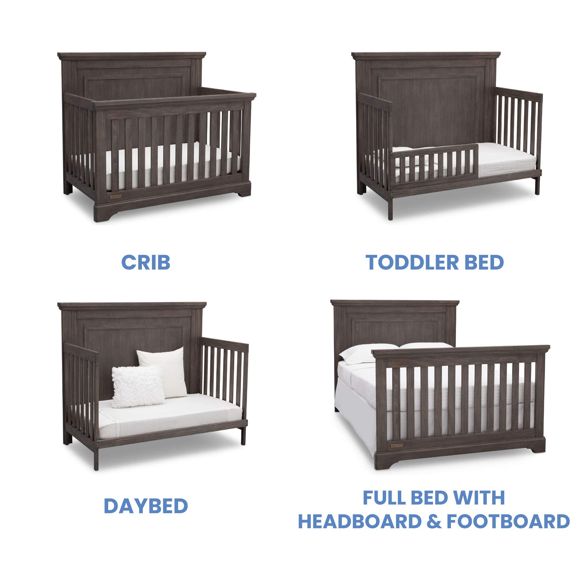 Simmons Kids SlumberTime Paloma 4-in-1 Convertible Crib, Rustic Grey