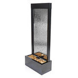 Mirror Waterfall Fountain with Stones & Lights - Zen Indoor/Outdoor Decor for Office