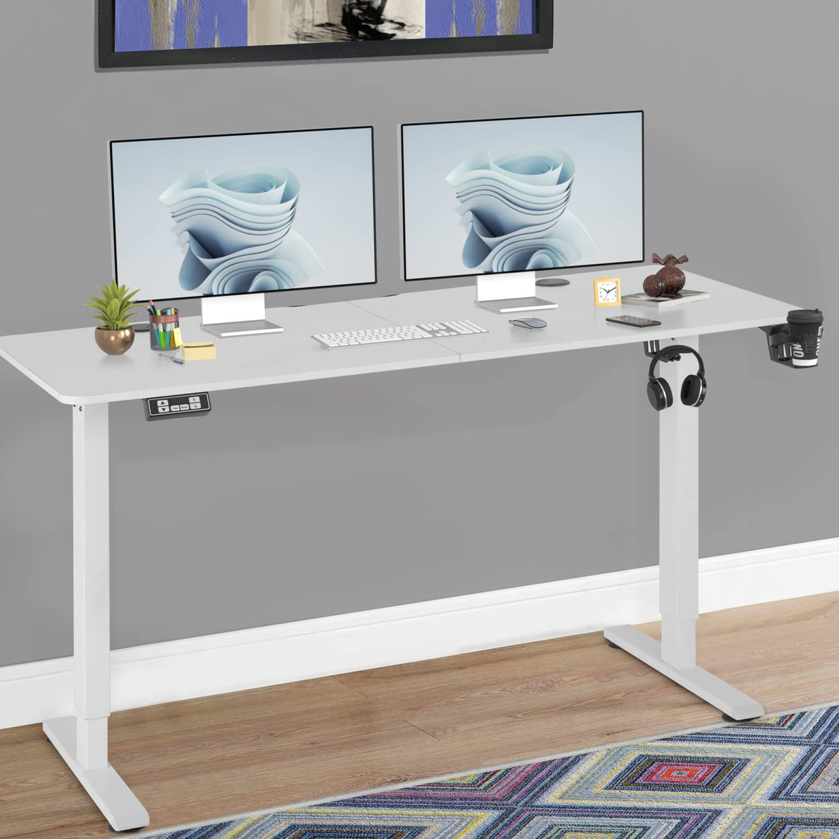 Electric Standing Desk Height Adjustable Computer Desk 55 inches Home Office Gaming