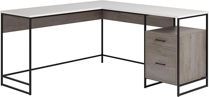 Tremont Row Modern L-Shaped Desk with Storage, Sindoori Mango Finish