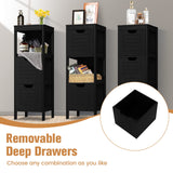 Bathroom Storage Cabinet, Freestanding Wooden Side Storage Cabinet with 2 Adjustable Drawers,