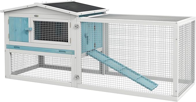 HopHaus Outdoor Rabbit Hutch – Waterproof Wood Cage with Detachable Run