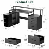 L Shaped Computer Desk with 3 Drawers, 65.7" Large Desk with Power Outlet